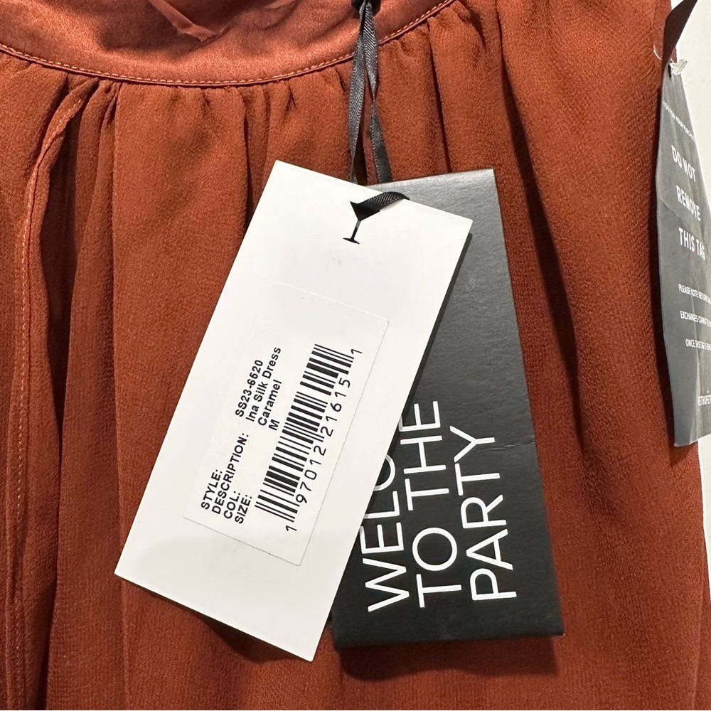 Retrofete Ina Silk Chiffon Dress In Caramel Size Medium - Picture 14 of 16